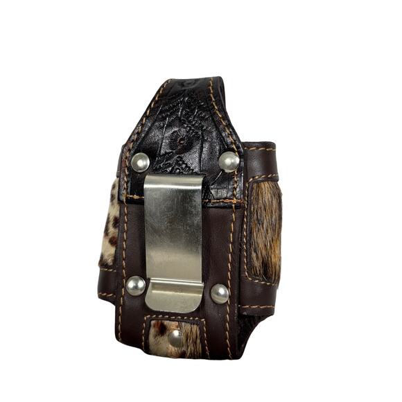 American West Western Cowhide & Leather Hair-On-Hide Holster Belt Clip - Picture 4 of 9